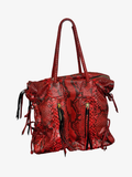 Red Carlos Falchi Python Print Tote Bag