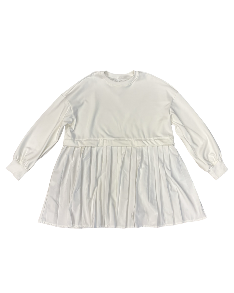 Medium Free People Look a Like White Pleated Sweatshirt Dress