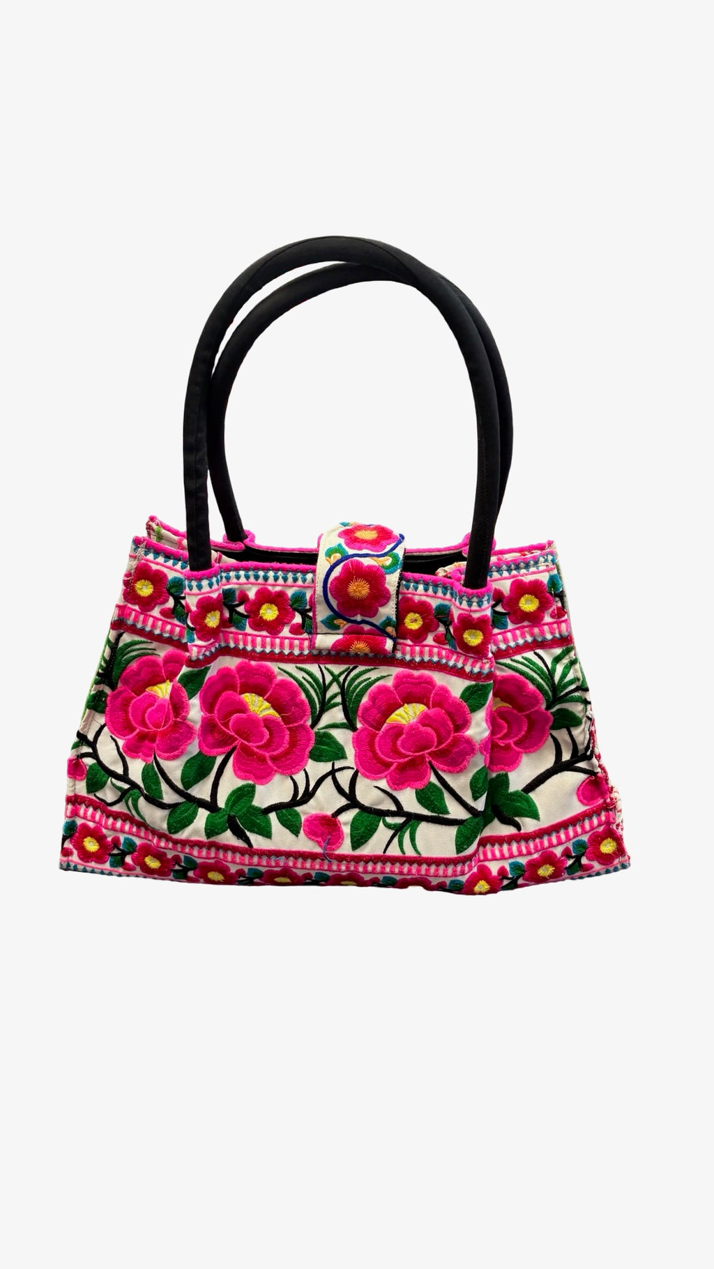 Embroidered Tote Bag with Floral Design