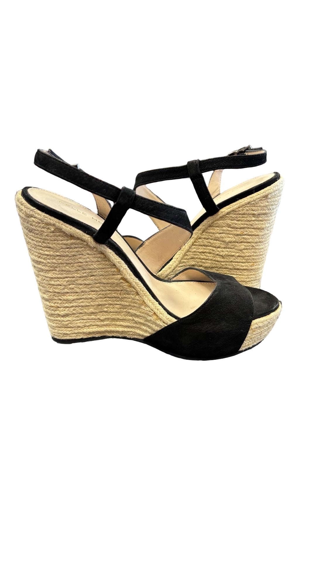 Size 7.5 Pelle Moda Black Strappy Platform Sandals