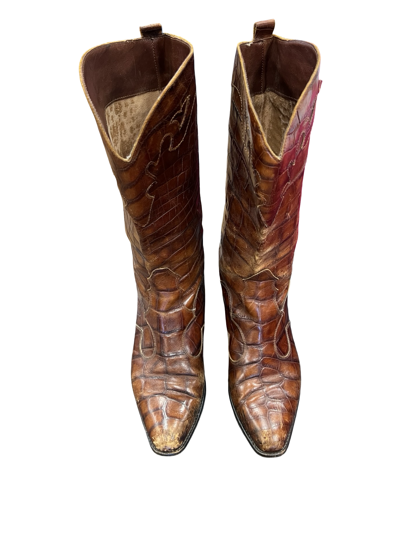 Vintage Brown Leather Cowboy Boots