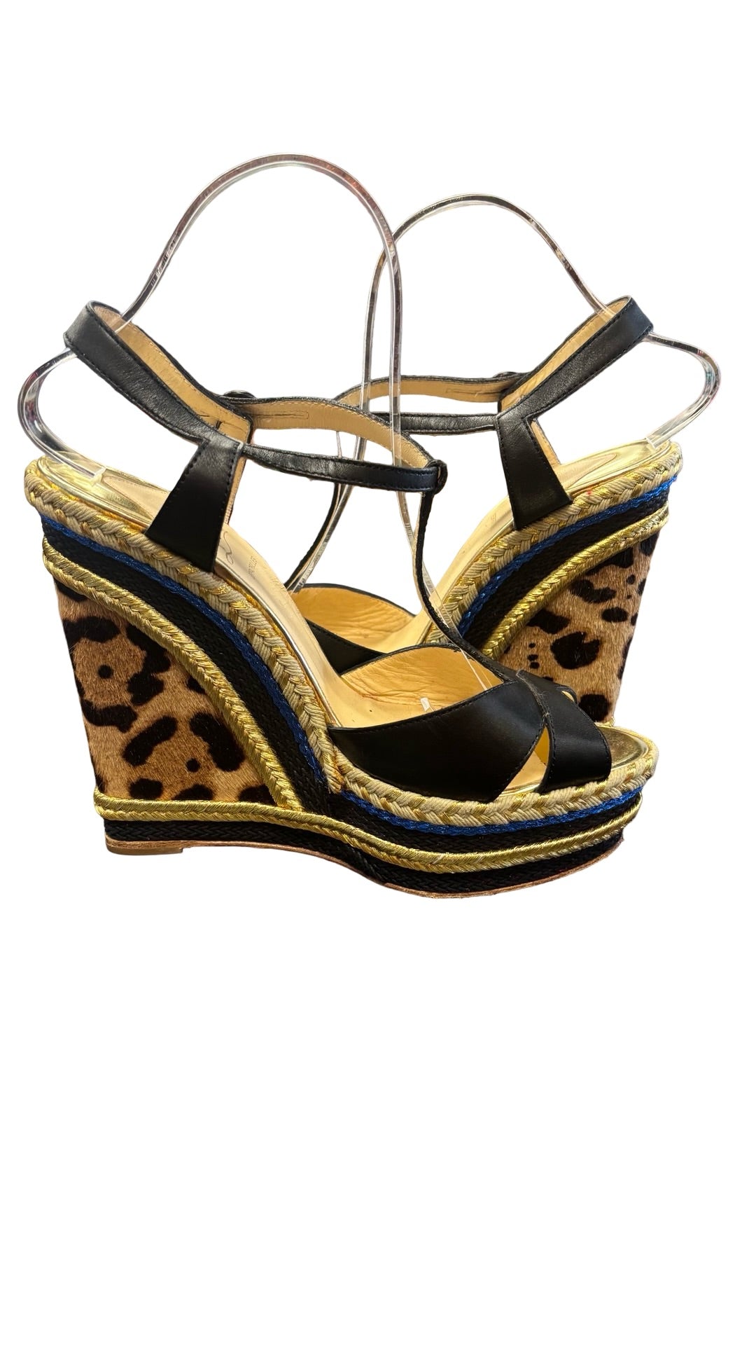 Size 39 Christian Louboutin Black and Gold Heels