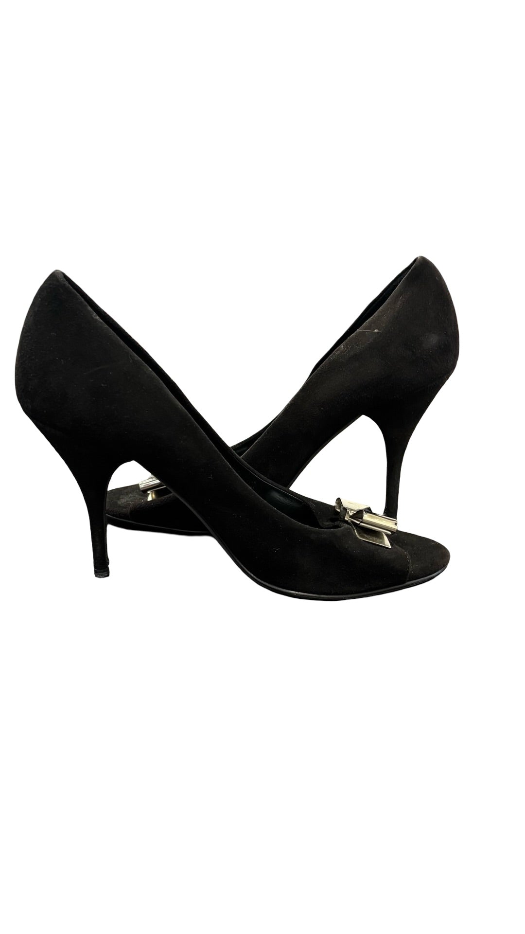 Size 37.5 Furla Black High Heels with Silver Accent