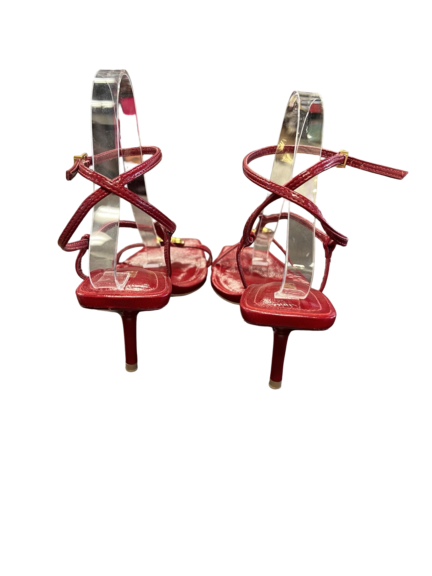 Size 38 Zara Red Strappy Heels with Heart Detail