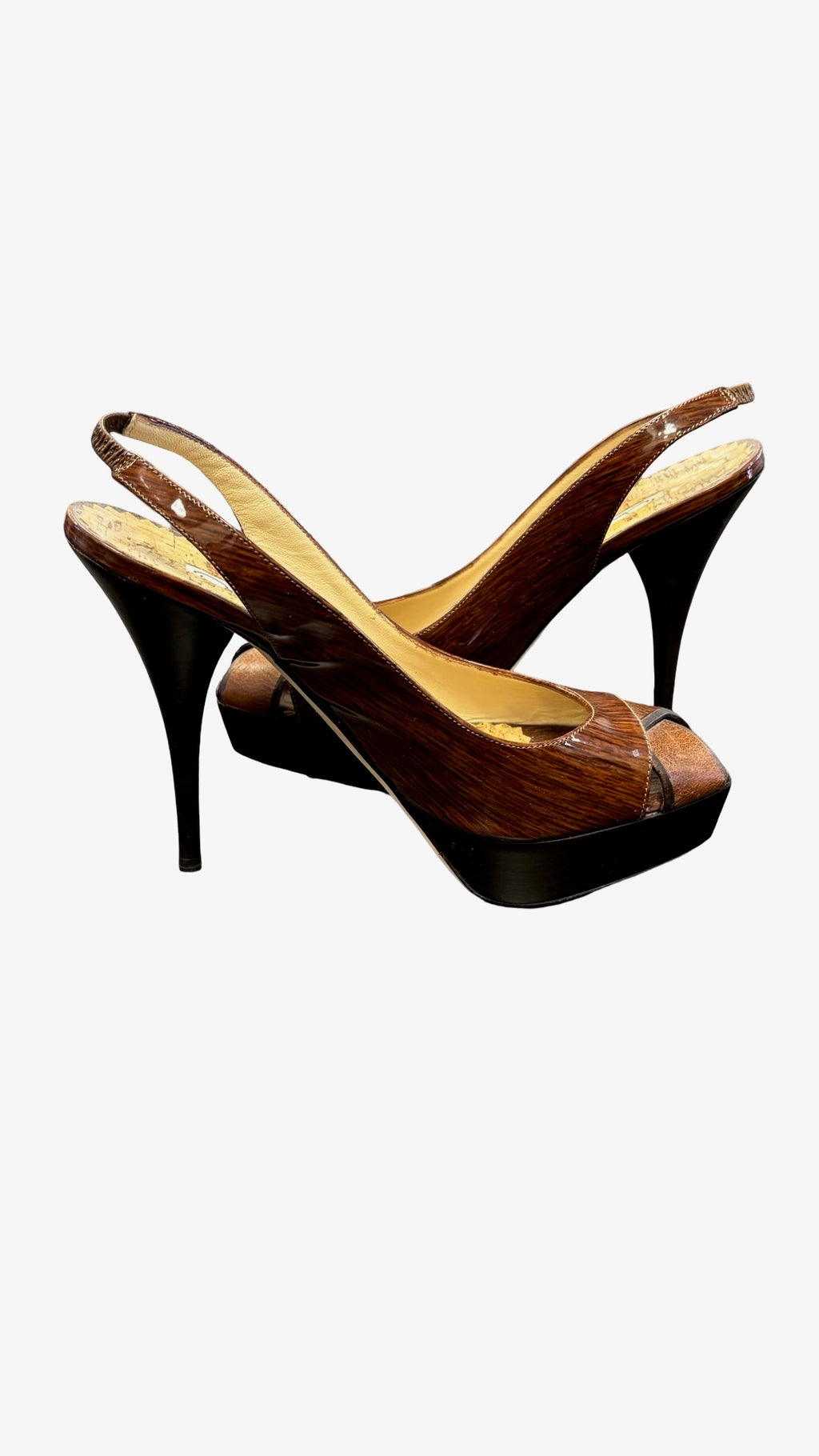 Size 37 Oscar de la Renta Brown Slingback Heels