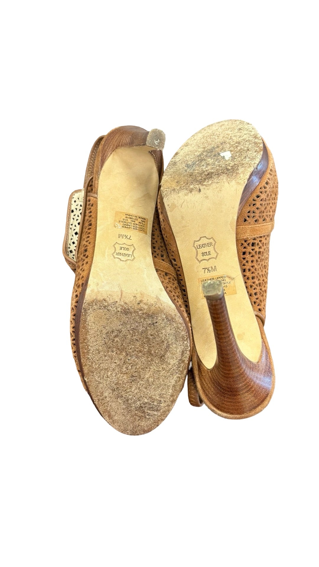Size 7.5 Tory Burch Brown Open-Toe Heeled Sandals