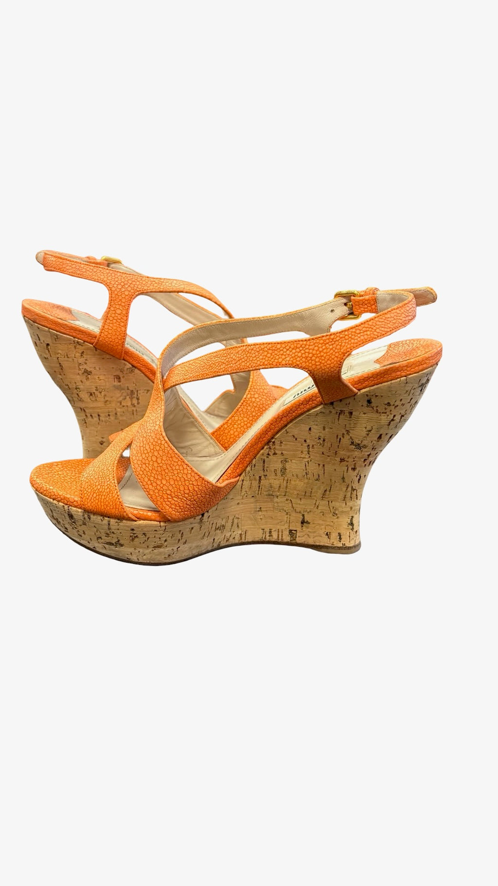 Size 38 Miu Miu Orange Heeled Sandals
