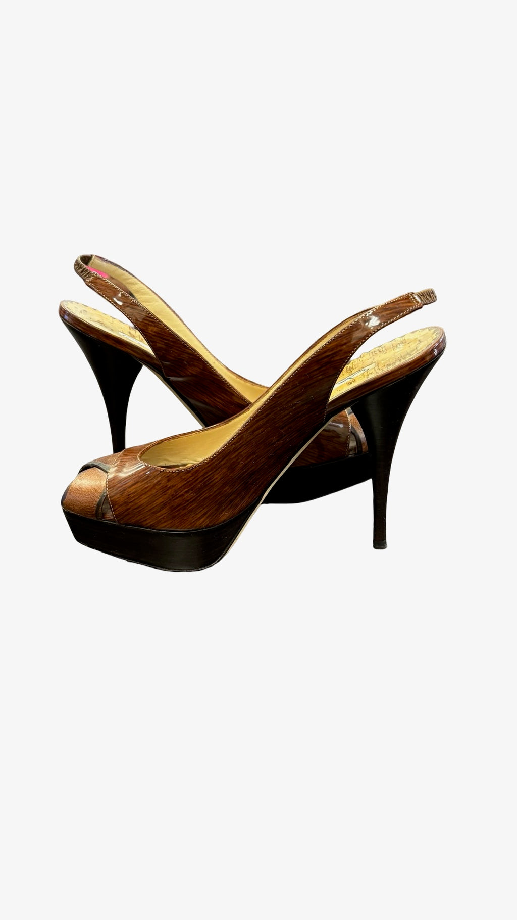 Size 37 Oscar de la Renta Brown Slingback Heels