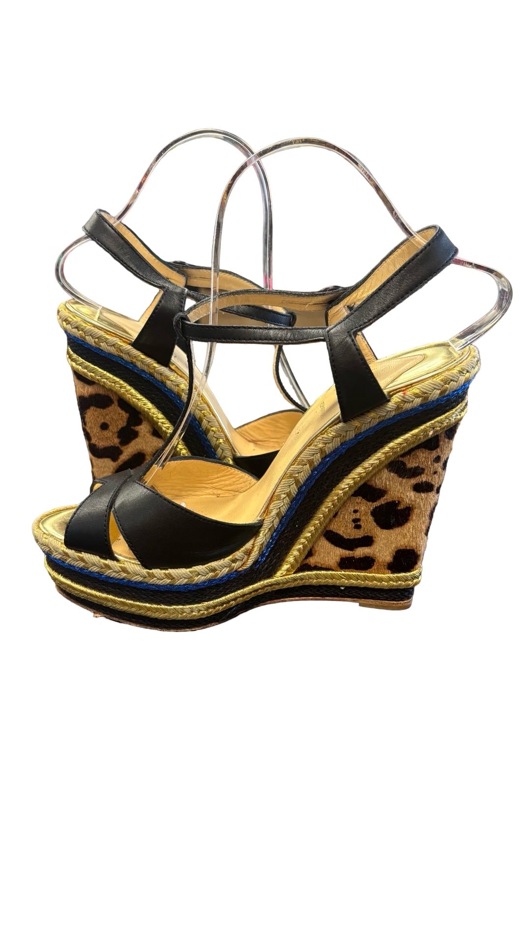 Size 39 Christian Louboutin Black and Gold Heels