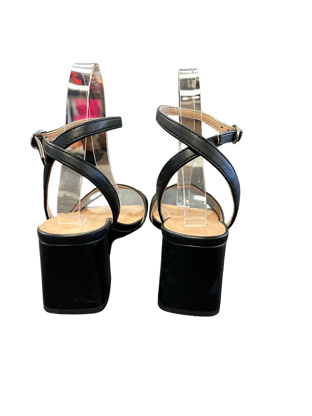Size 7 Black Heeled Sandals with Ankle Strap
