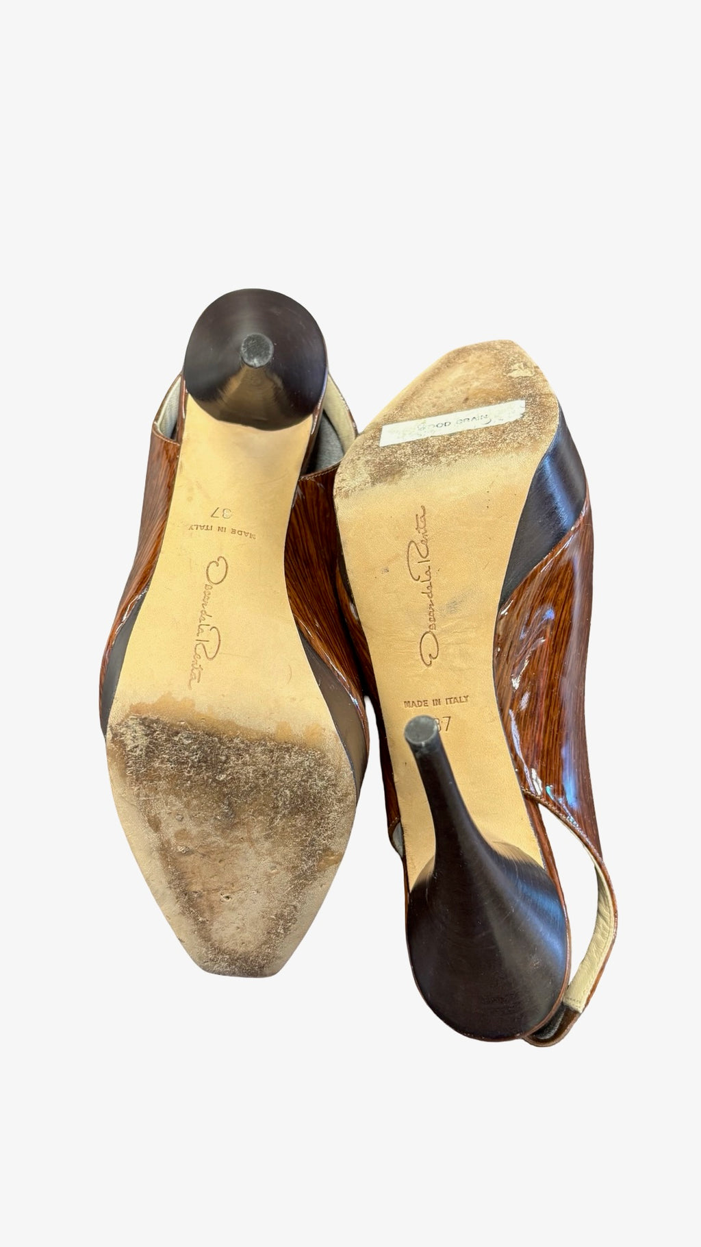 Size 37 Oscar de la Renta Brown Slingback Heels
