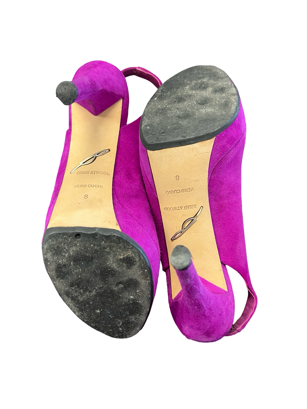 Size 8 Brian Atwood Purple Suede Peep Toe Heels