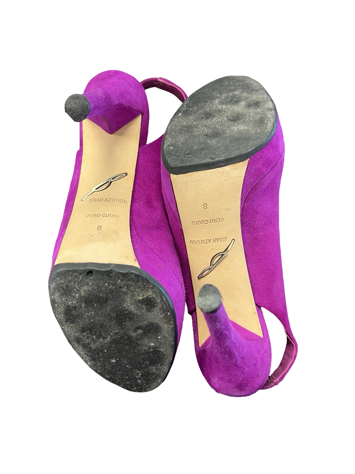 Size 8 Brian Atwood Purple Suede Peep Toe Heels