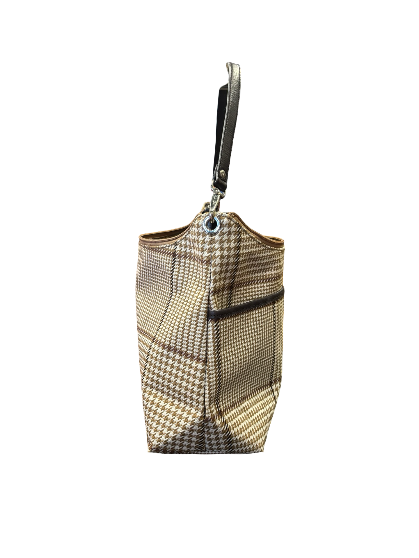 Ralph Lauren Brown Houndstooth Pattern Handbag