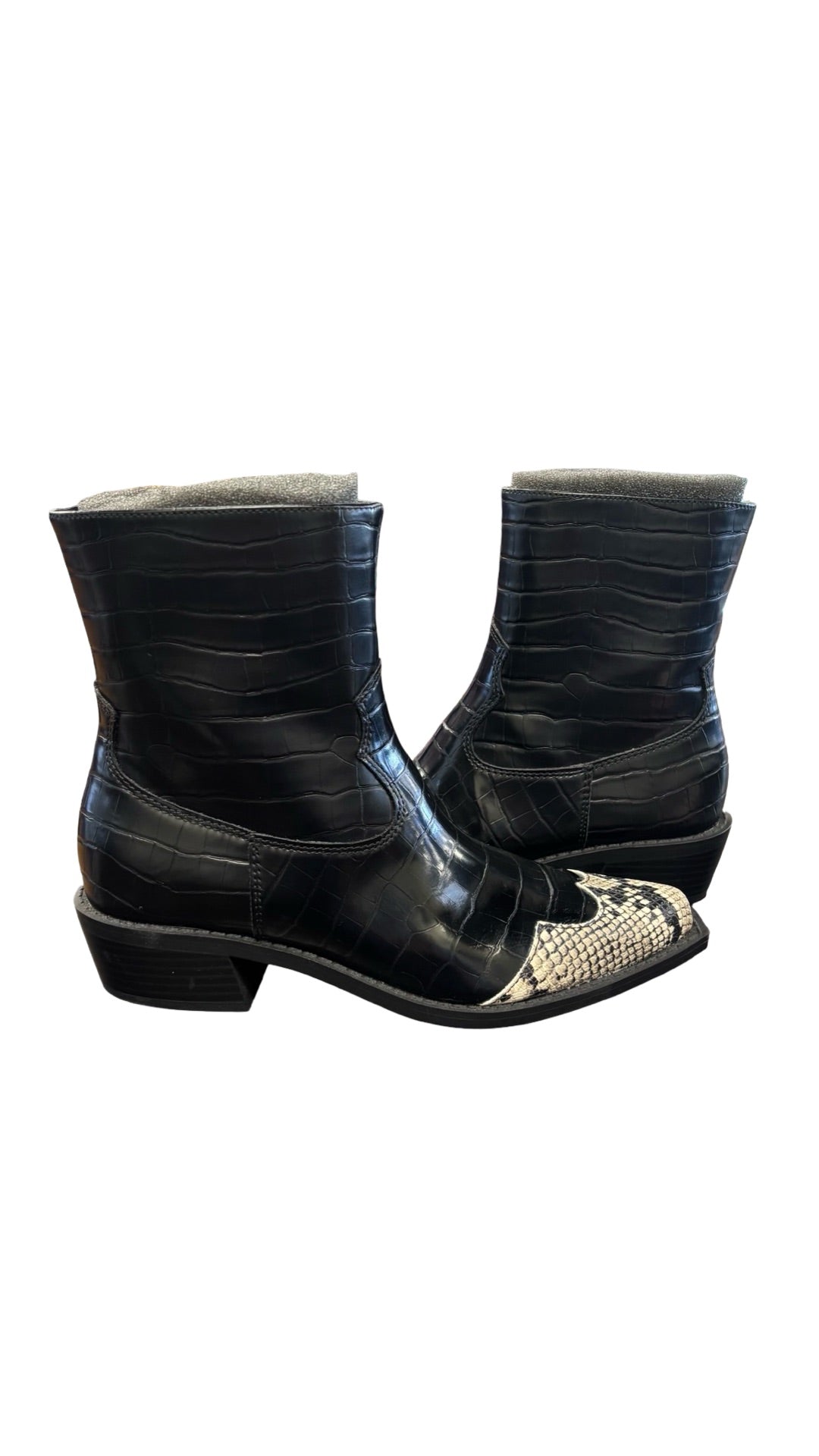 SIZE 8 Crocodile and Snake Skin Print Ankle Boots