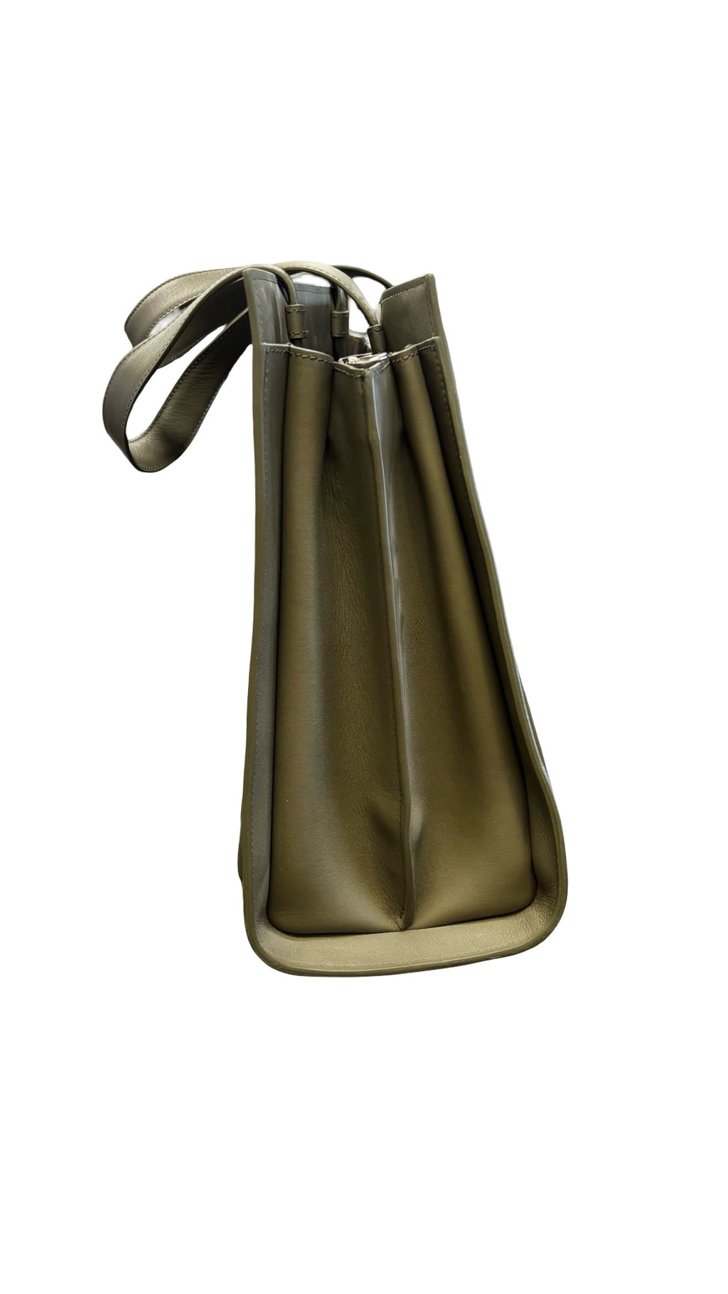 Max Mara Olive Green Leather Whitney Tote