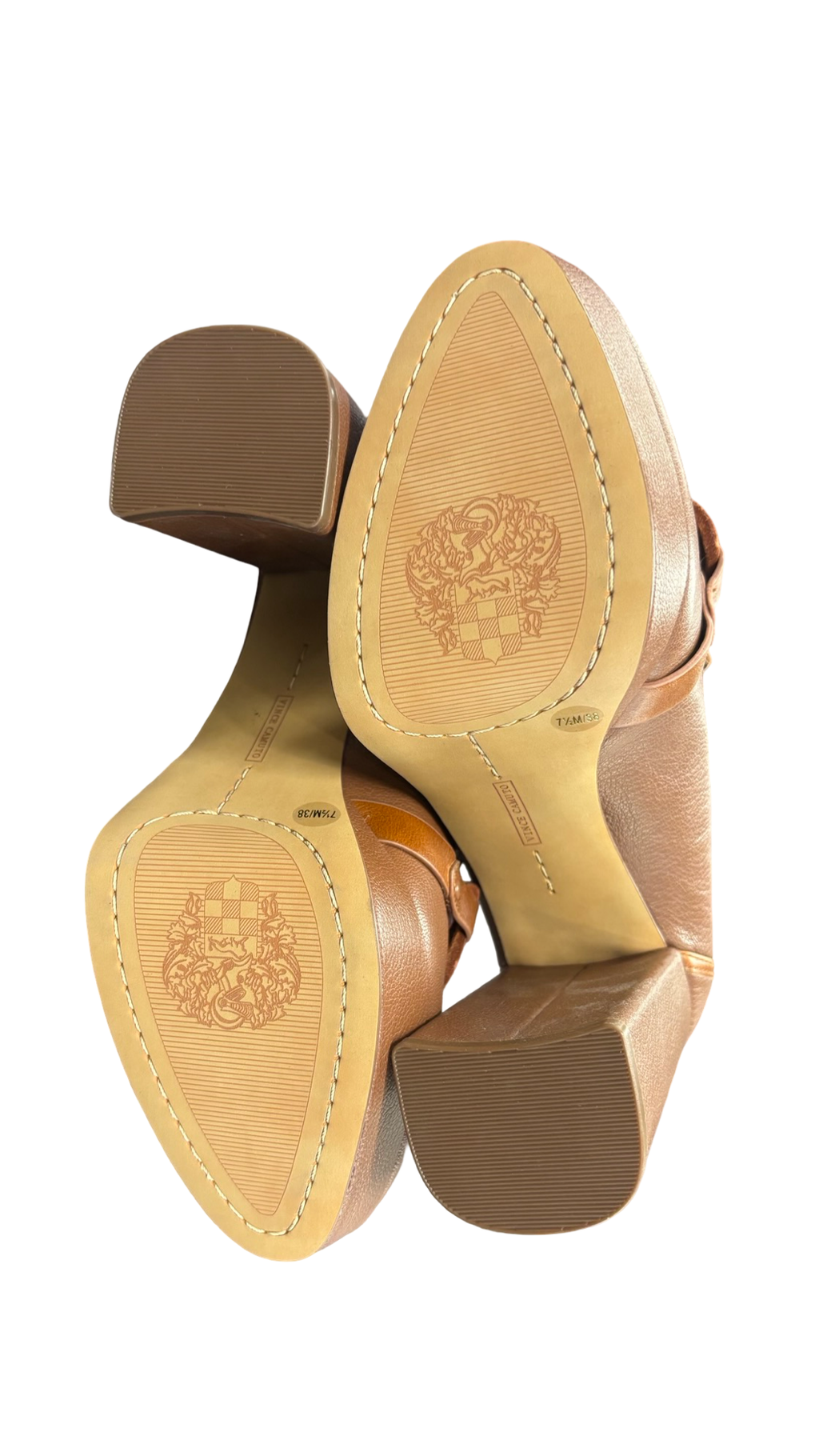Size 7.5 Vince Camuto Brown Heeled Shoes with Chain Detail