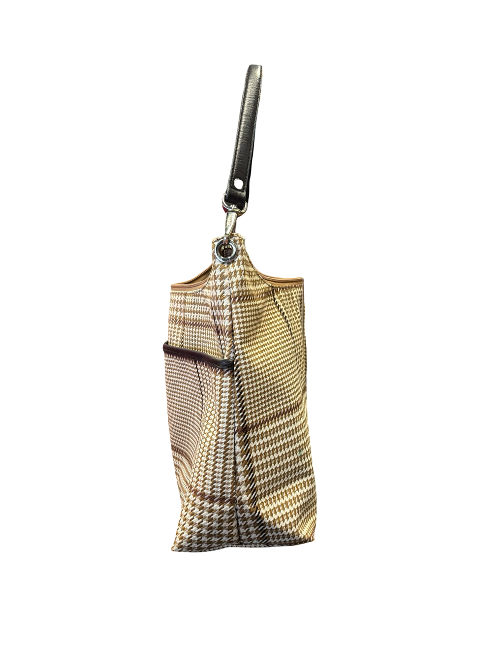 Ralph Lauren Brown Houndstooth Pattern Handbag
