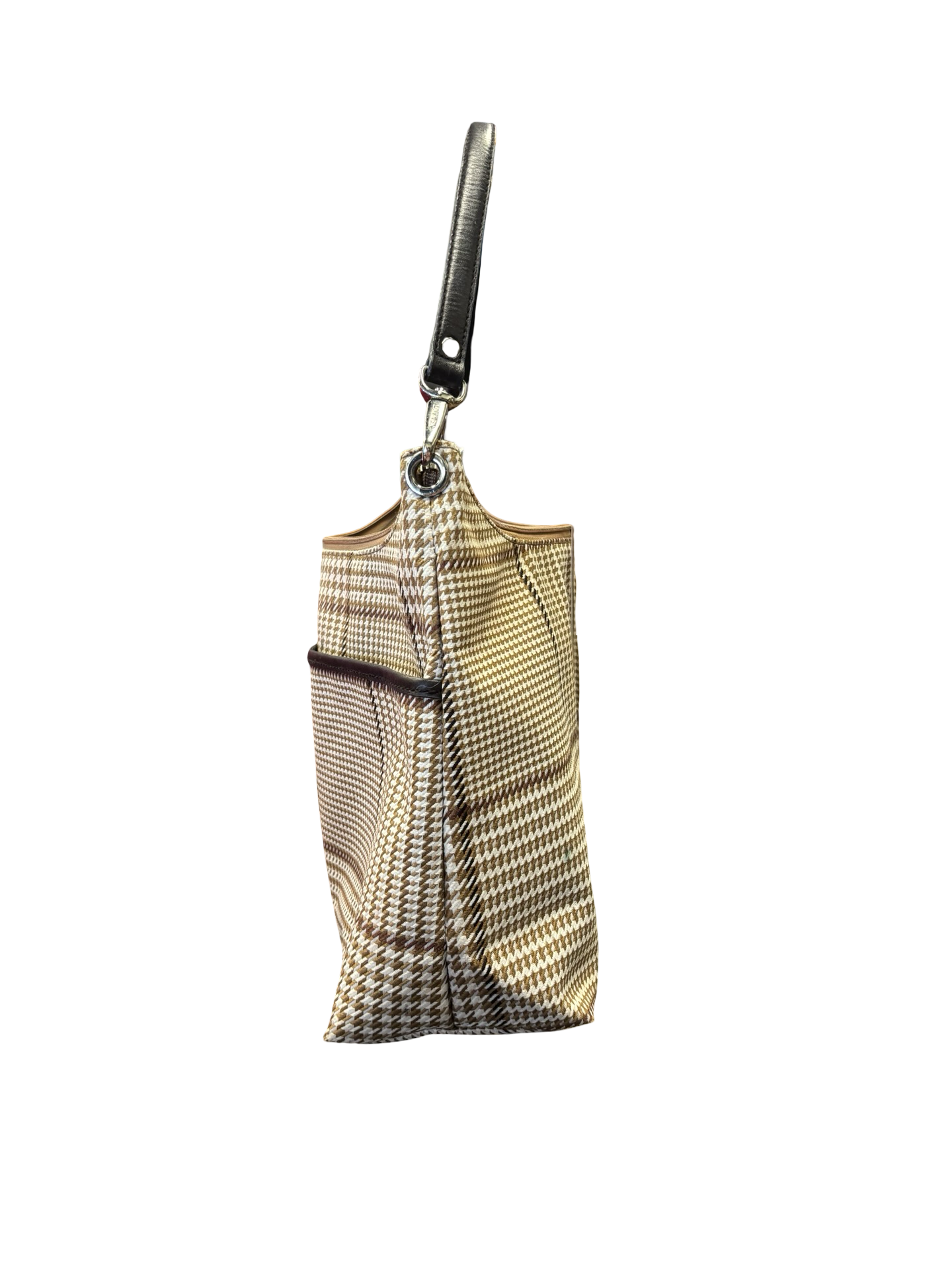 Ralph Lauren Brown Houndstooth Pattern Handbag