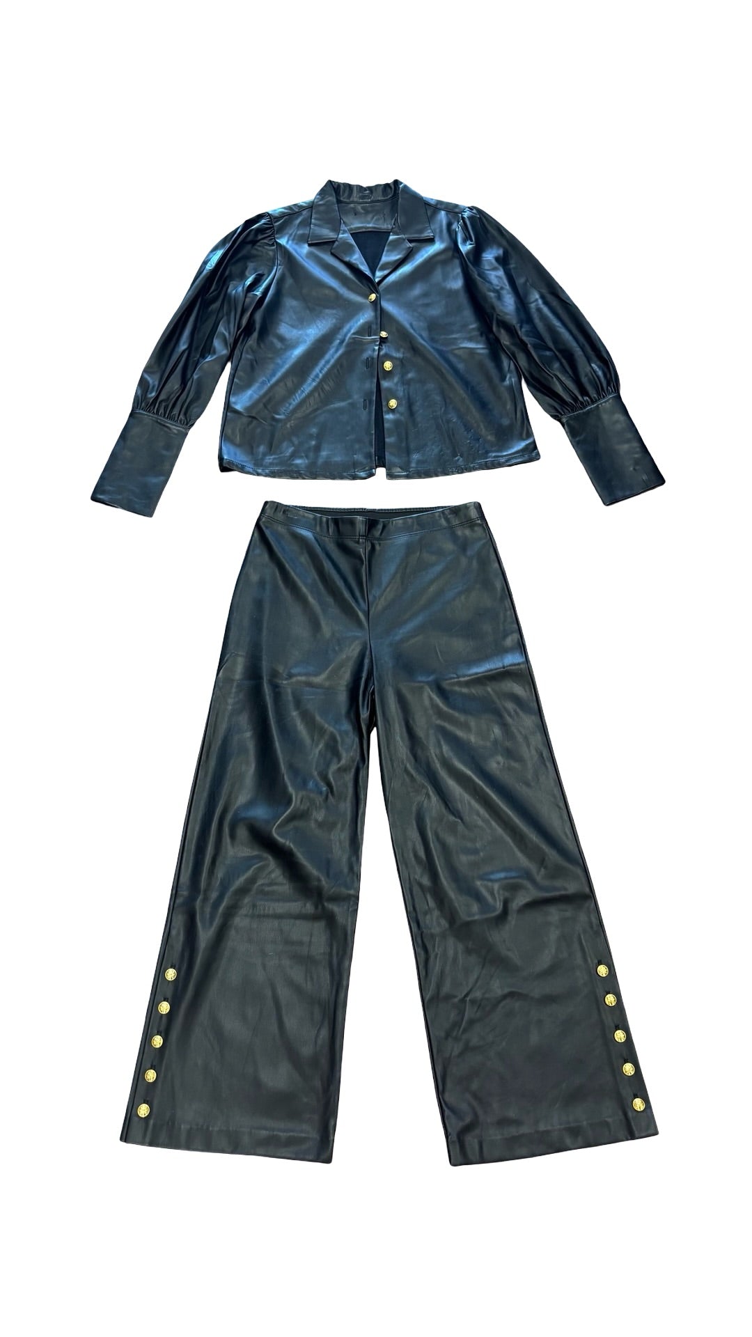 Small Fifteen Twenty Women's Black Faux Leather Pants