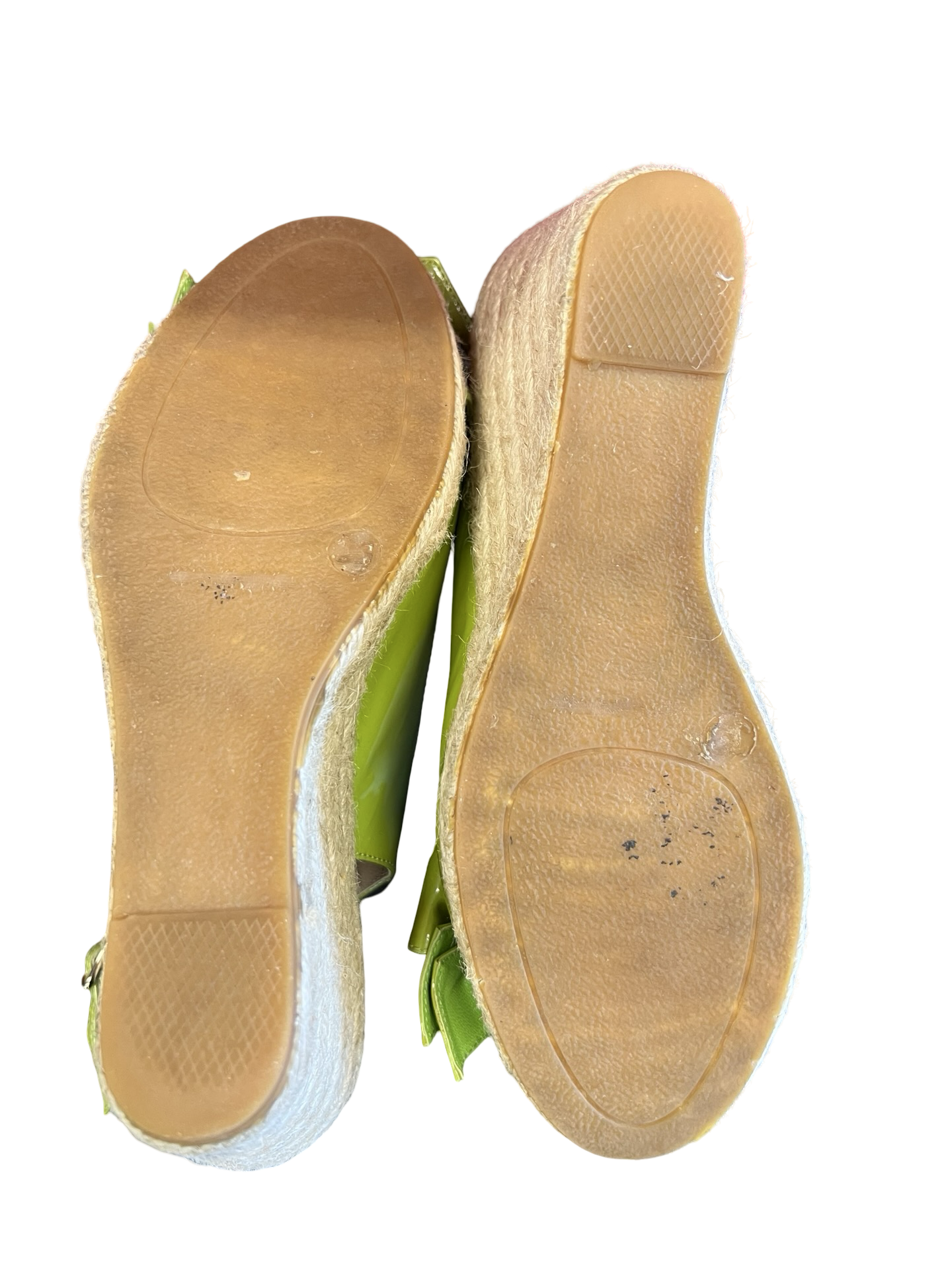 Valentino Green Patent Leather Slingback Wedge Sandals