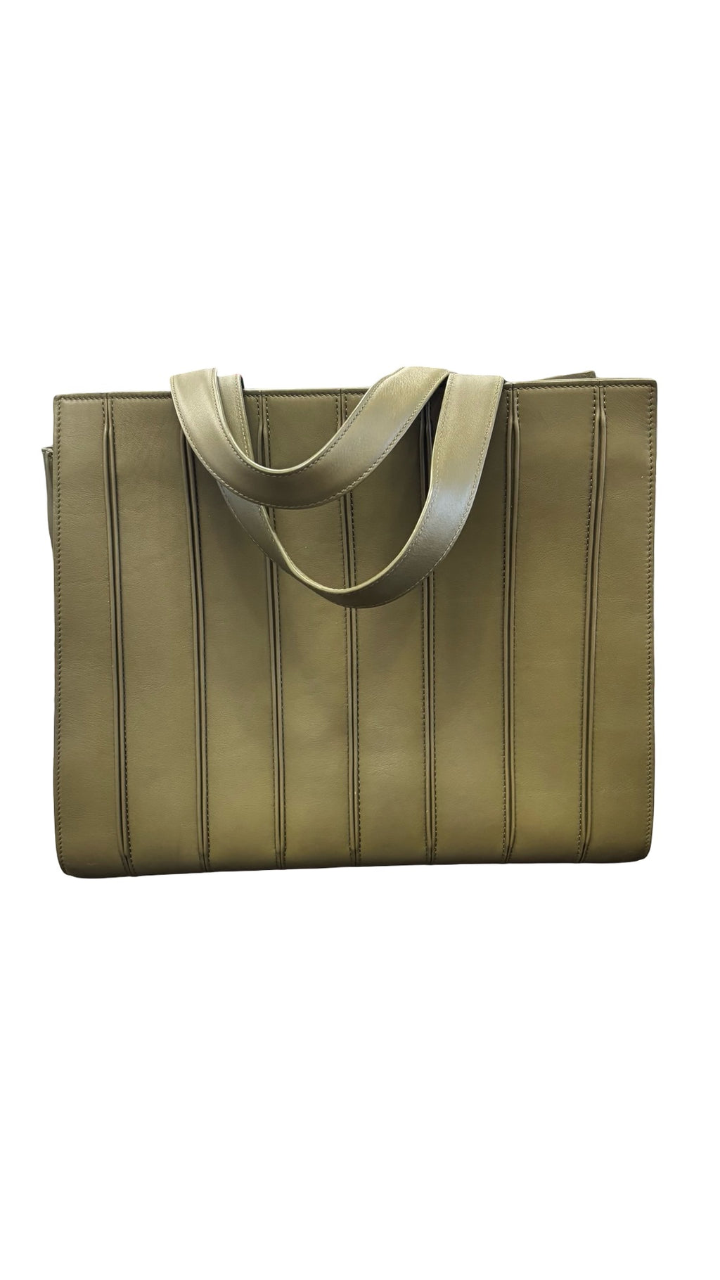 Max Mara Olive Green Leather Whitney Tote
