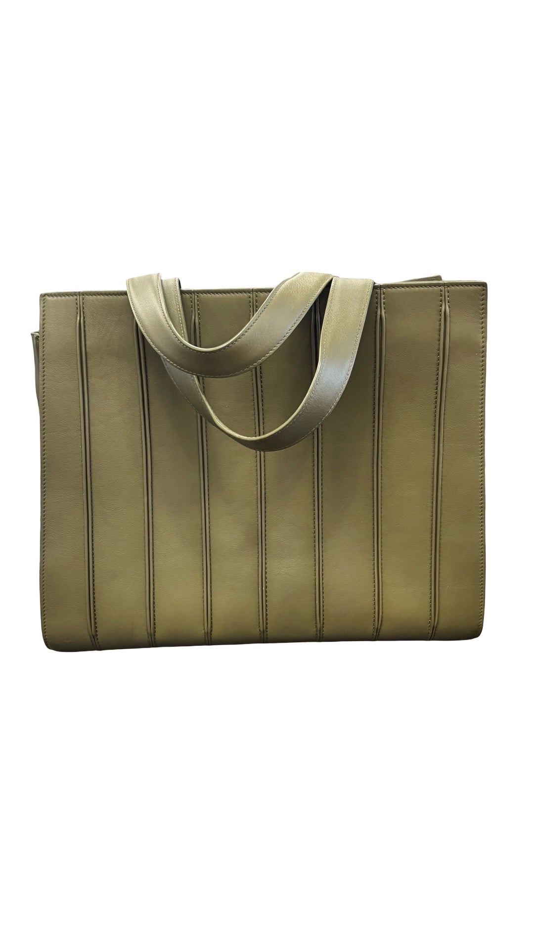 Max Mara Olive Green Leather Whitney Tote