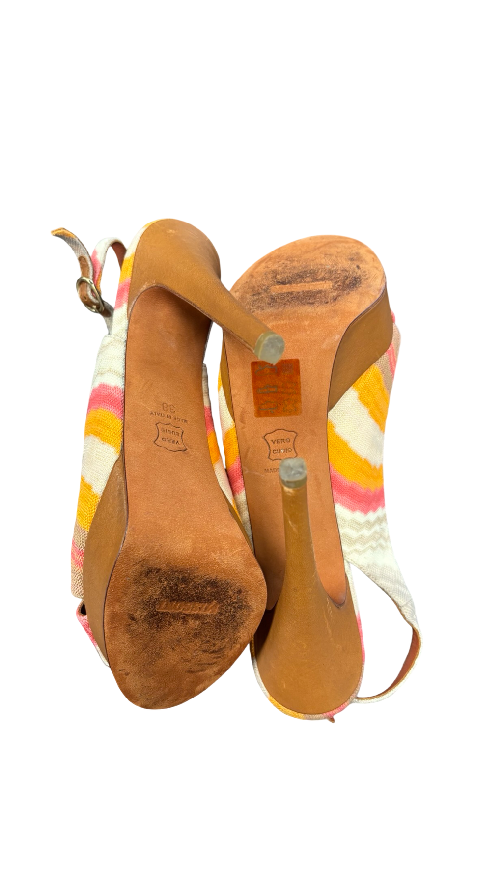 Size 38 Missoni Colorful Slingback Heels