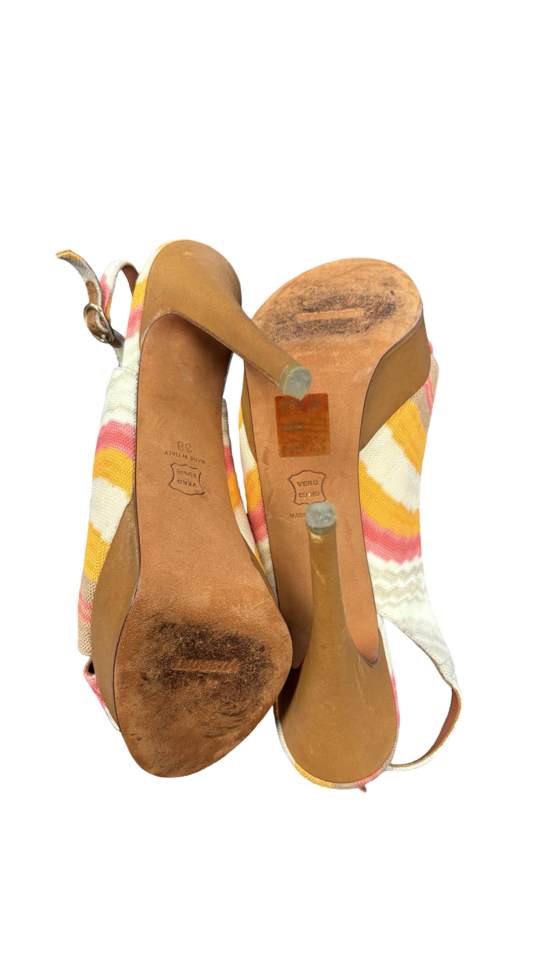 Size 38 Missoni Colorful Slingback Heels