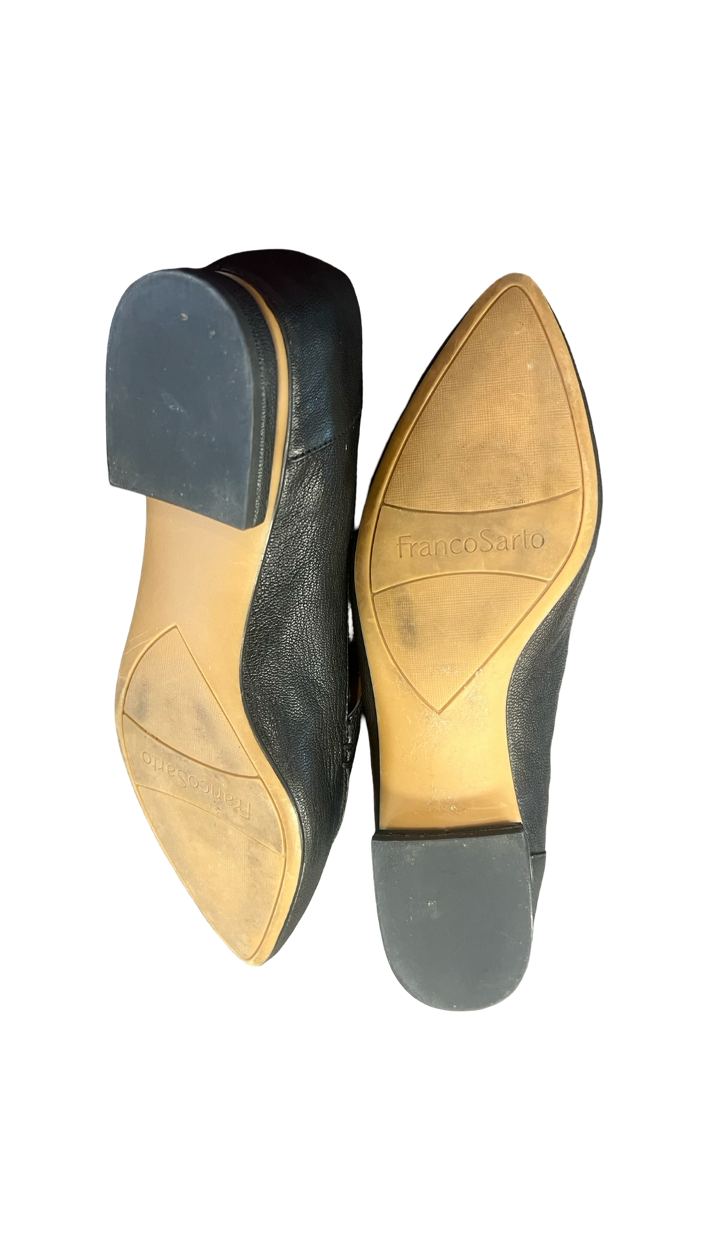 Size 10 Franco Sarto Black Flats with Metallic Accent