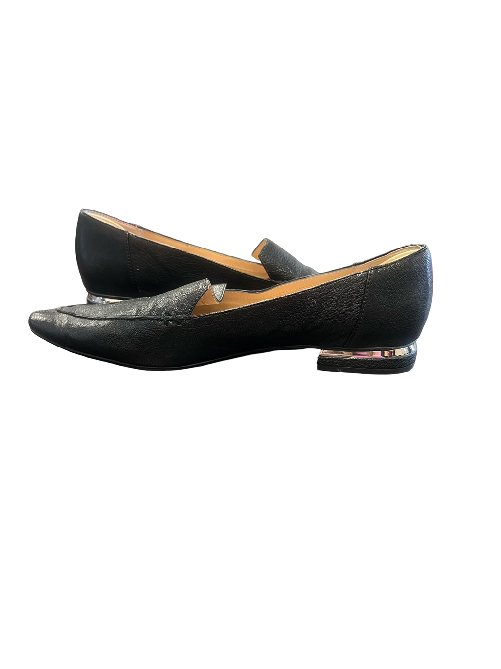 Size 10 Franco Sarto Black Flats with Metallic Accent