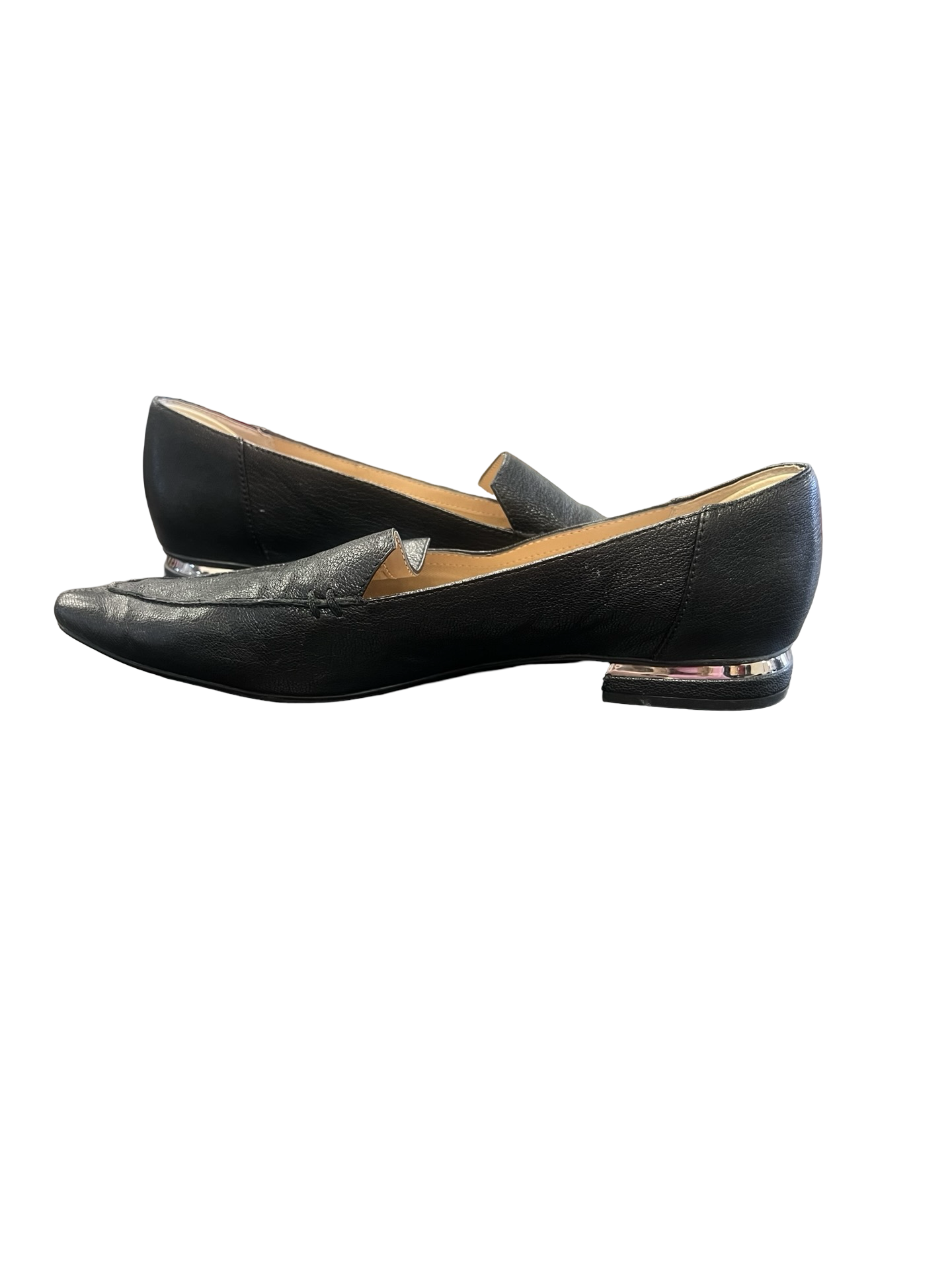Size 10 Franco Sarto Black Flats with Metallic Accent