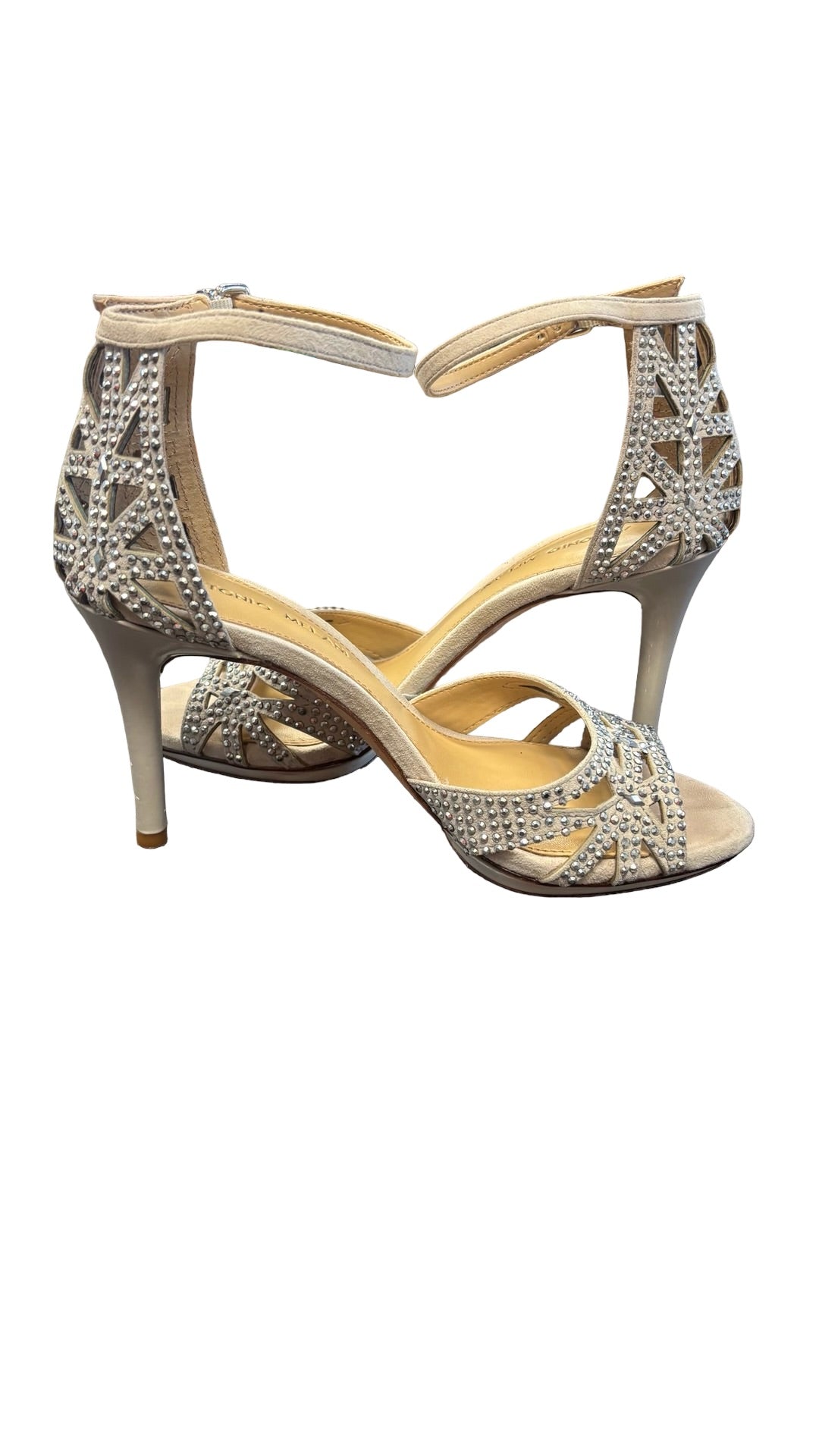 Size 8 Antonio Melani Silver Embellished Heels