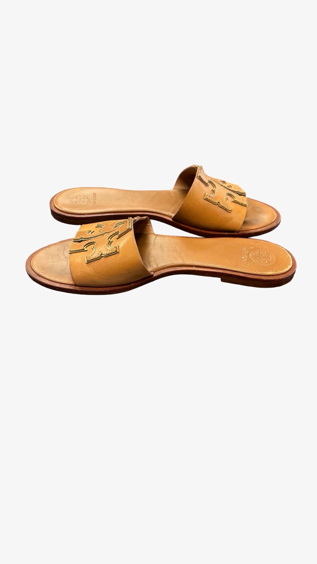 Size 9 Tory Burch Brown Leather Slip-On Sandals