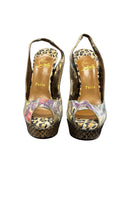 Size 38 Christian Louboutin Leopard Print Peep Toe Heels