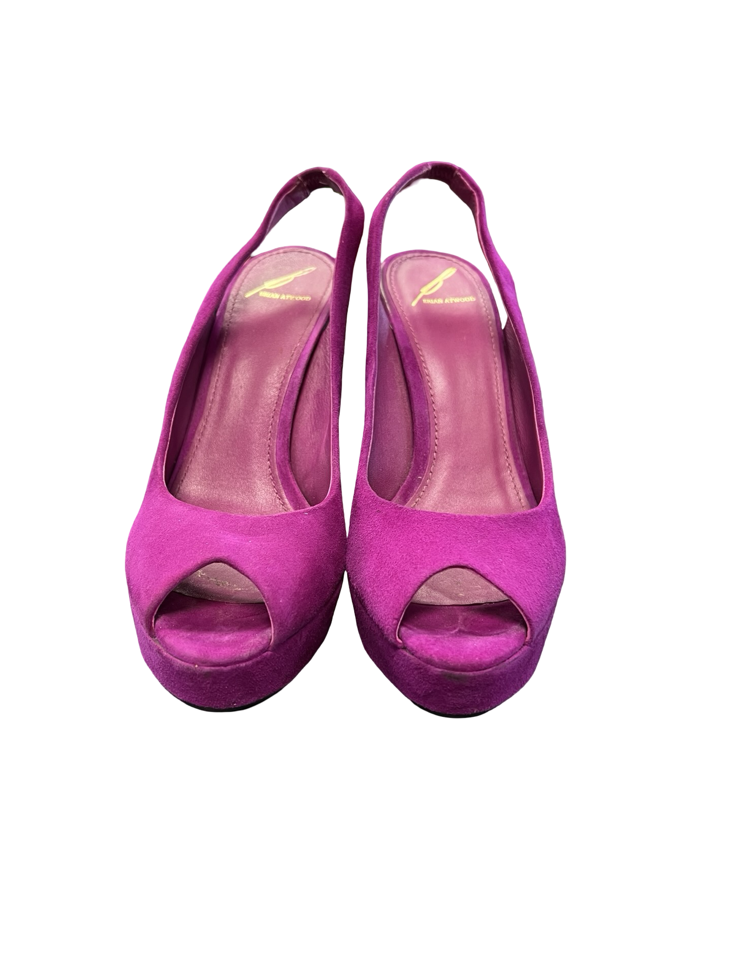 Size 8 Brian Atwood Purple Suede Peep Toe Heels