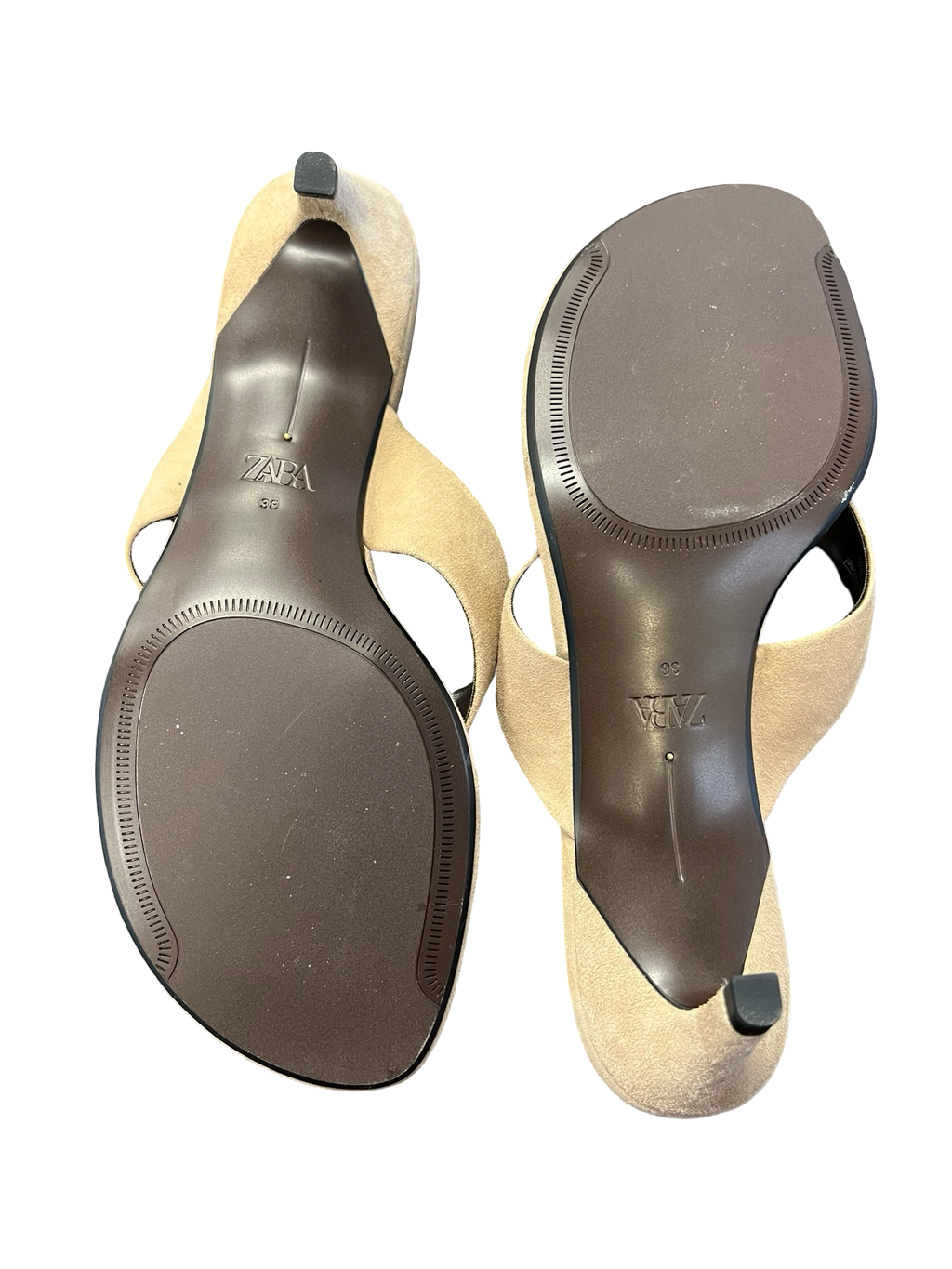 Size 38 Zara Women's Beige Heeled Sandals