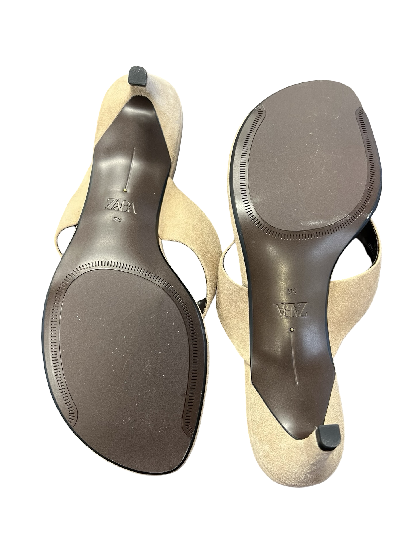 Size 38 Zara Women's Beige Heeled Sandals