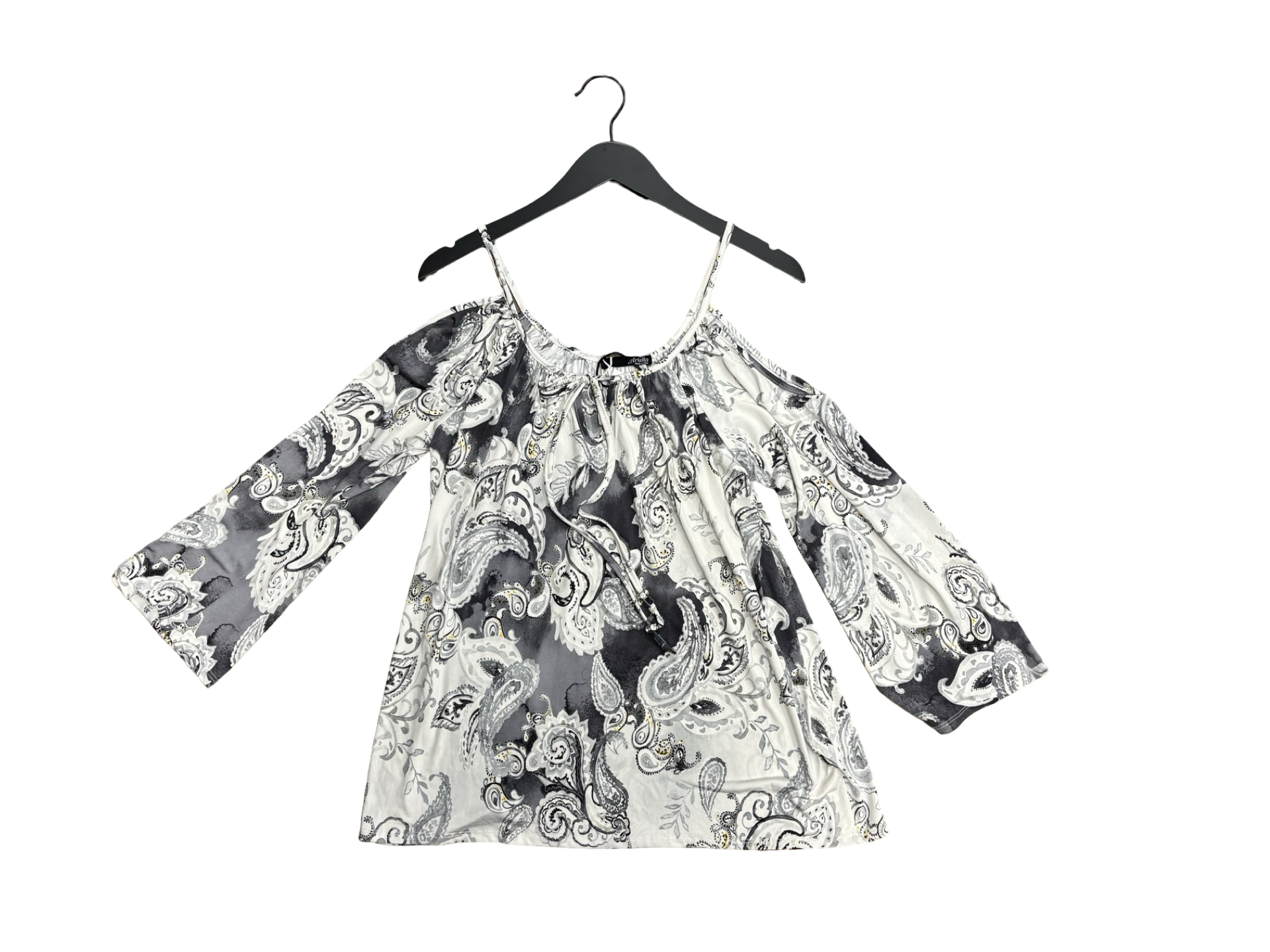 Ariella Women's Black and White Floral Print Top