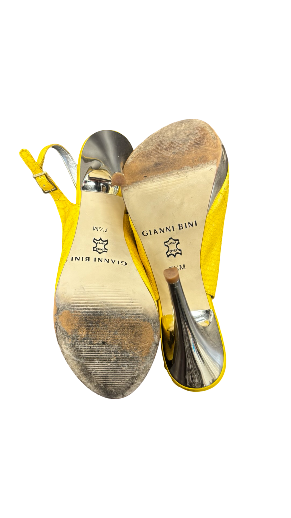 Size 7.5 Gianni Bini Yellow High Heeled Slingback Shoes