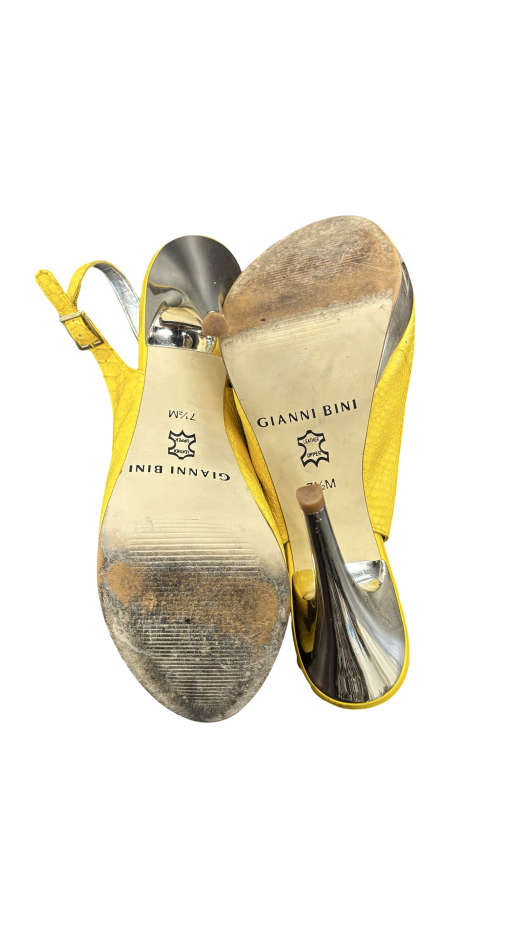 Size 7.5 Gianni Bini Yellow High Heeled Slingback Shoes