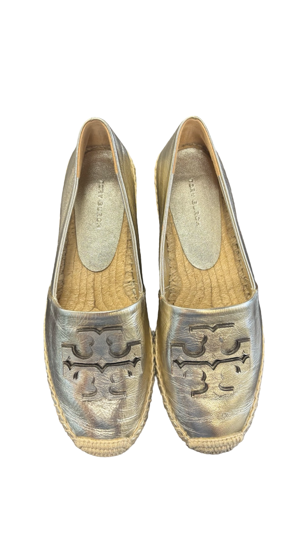 Size 7.5 Tory Burch Gold Espadrille Slip-On Shoes