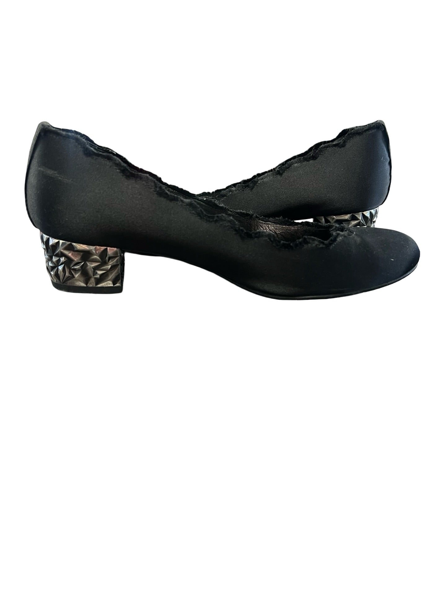 Size 7.5 Fs/ny Women's Black Heeled Flats with Studded Design