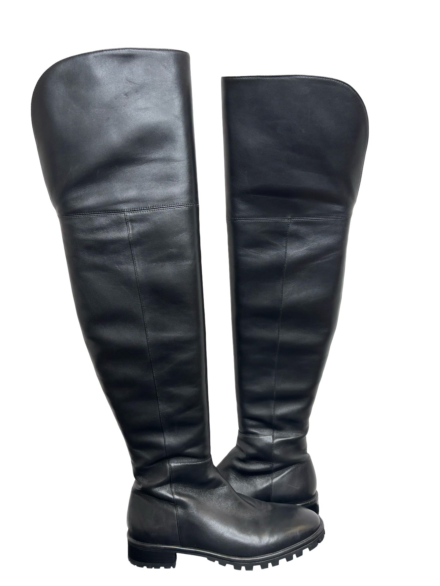 High Over-the-Knee Black Leather Boots