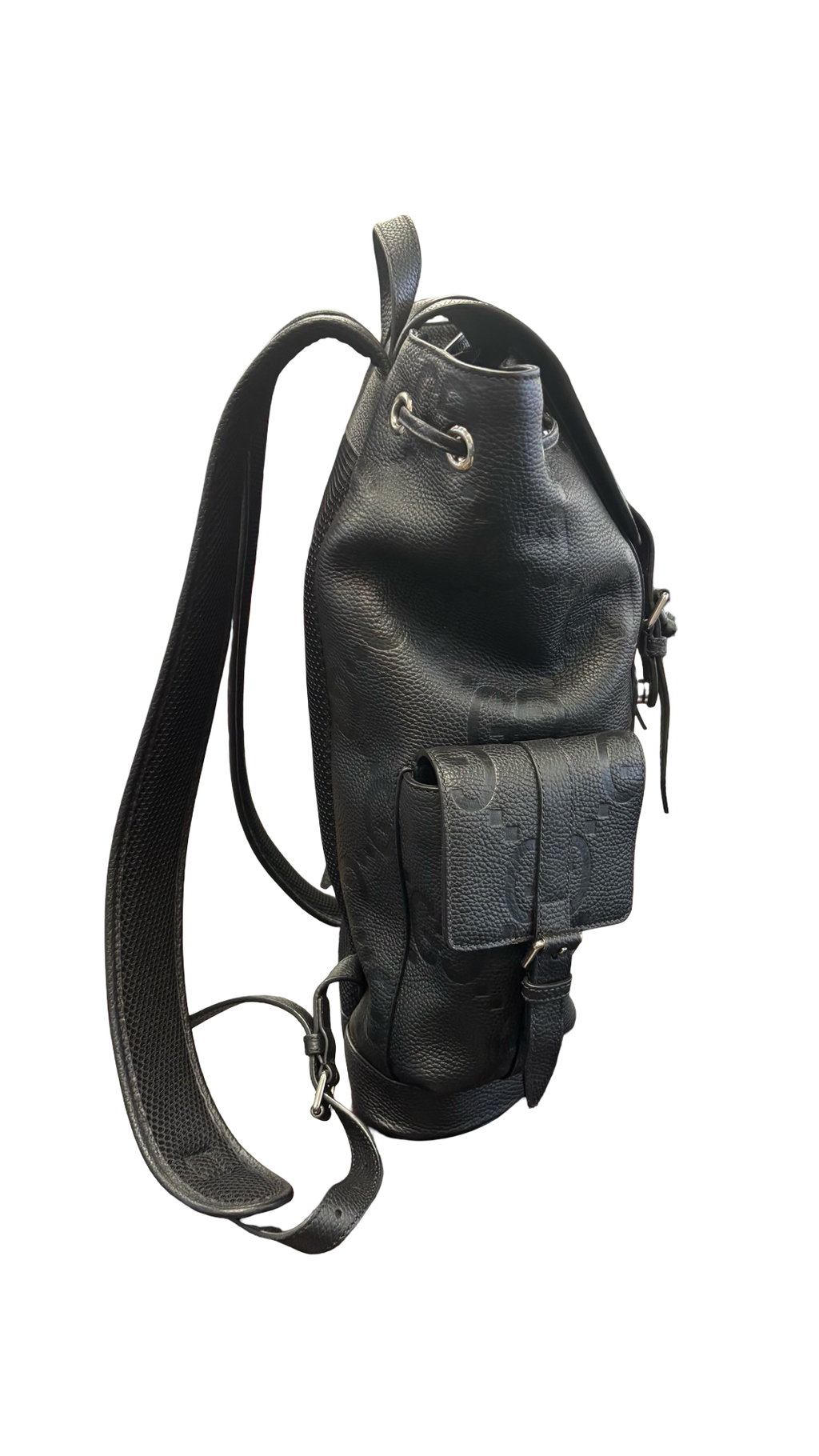 Gucci Jumbo GG Embossed Black Leather Backpack