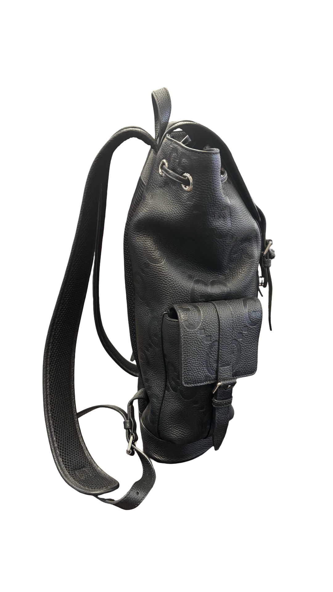 Gucci Jumbo GG Embossed Black Leather Backpack