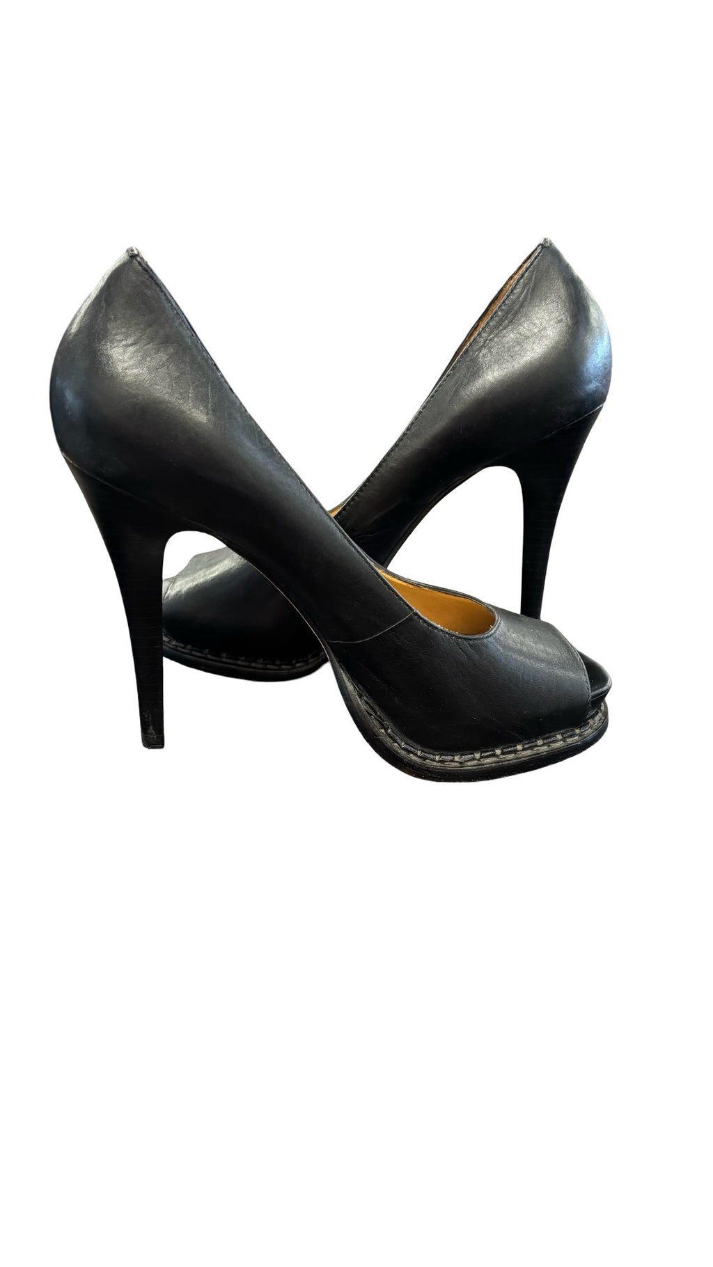 Size 7 Michael Kors Black Peep-Toe Heels
