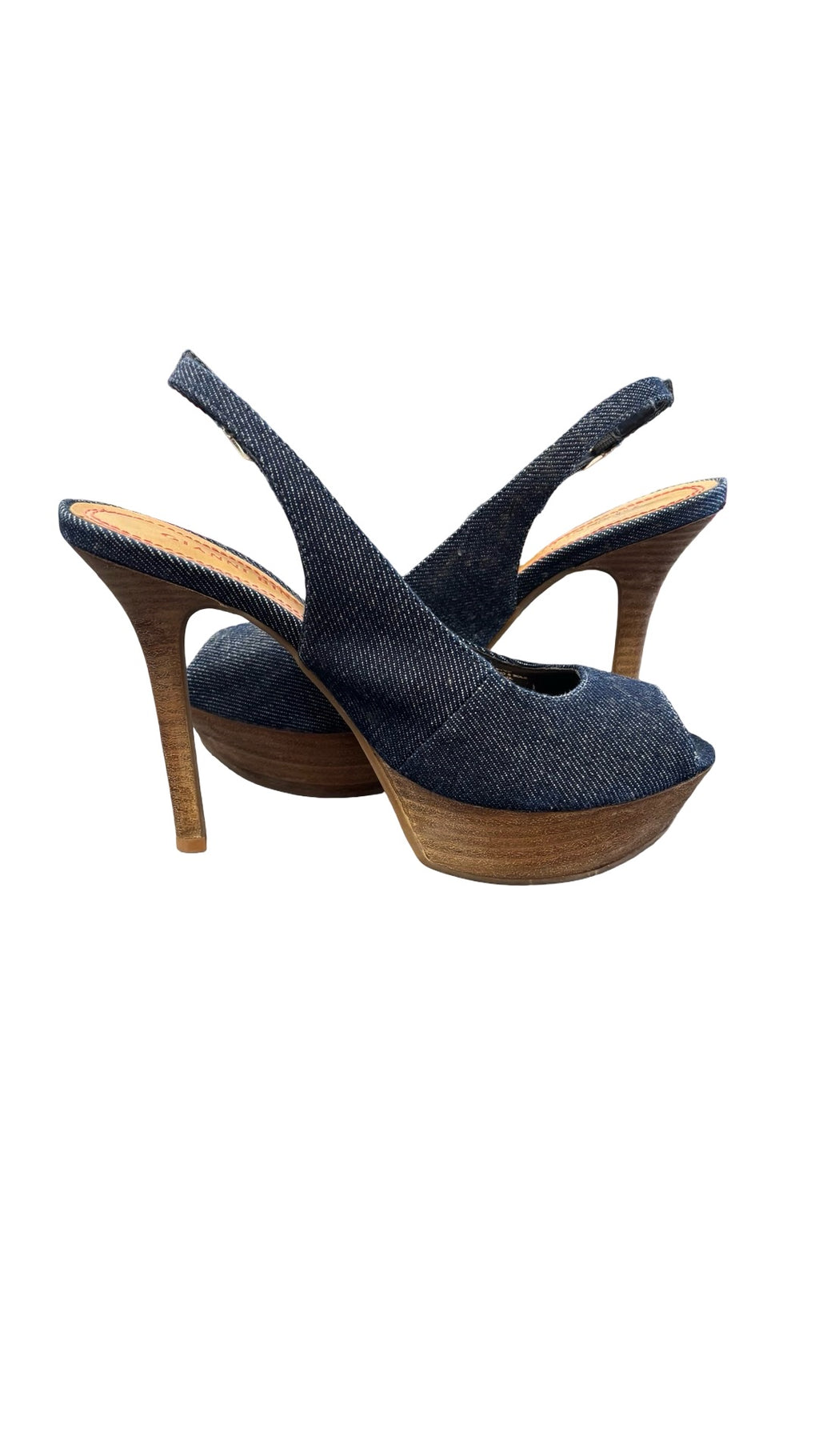 Size 7.5 Gianni Bini Denim Open-Toe Heels