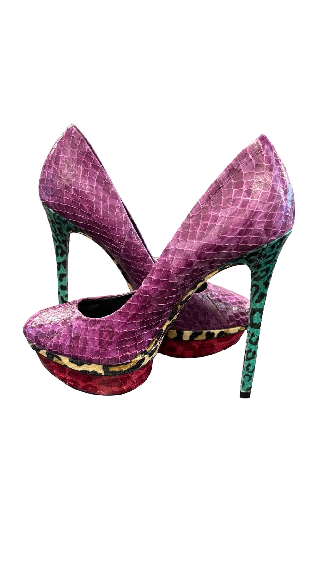 Size 7.5 Brian Atwood Purple Python Print Heels
