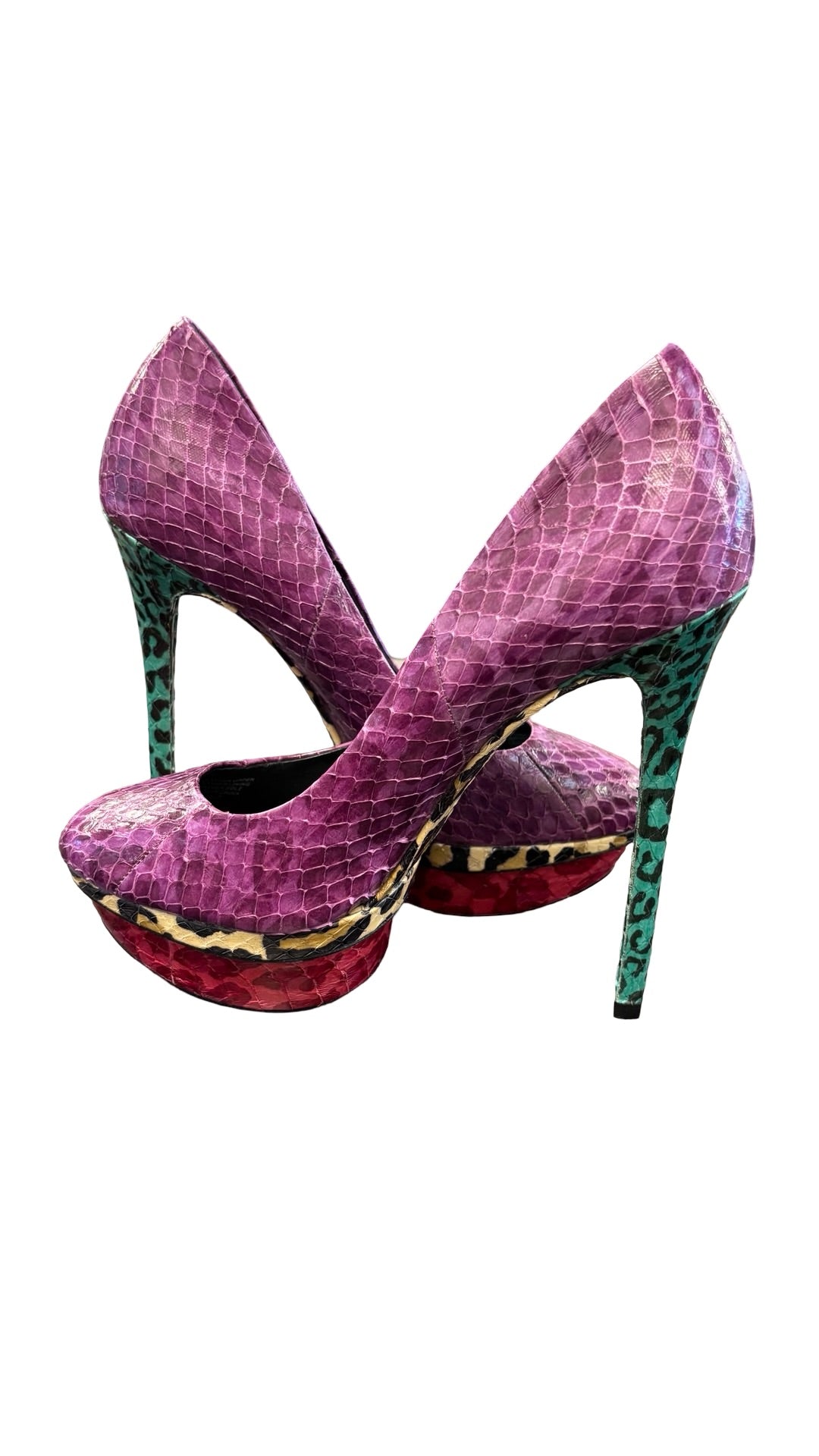 Size 7.5 Brian Atwood Purple Python Print Heels
